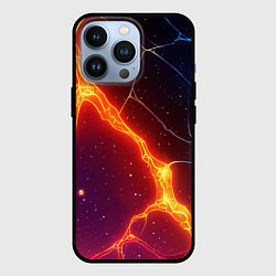 Чехол для iPhone 13 Pro Сине-оранжевые молнии текстура, цвет: 3D-черный