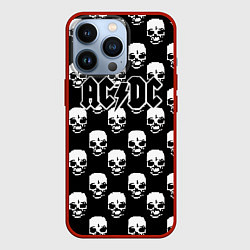 Чехол для iPhone 13 Pro AC DC rock skull, цвет: 3D-красный