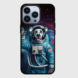 Чехол для iPhone 13 Pro Далматинец бравый космонавт - нейроарт, цвет: 3D-черный