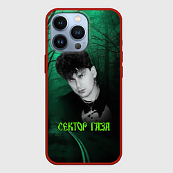 Чехол для iPhone 13 Pro Сектор газа зеленый фон, цвет: 3D-красный