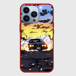 Чехол для iPhone 13 Pro BMW в облаке дыма, цвет: 3D-красный