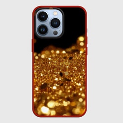 Чехол iPhone 13 Pro Золотые частички на черном текстура