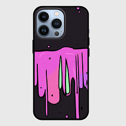 Чехол для iPhone 13 Pro Фиолетовая текстура на черном фоне, цвет: 3D-черный
