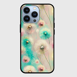 Чехол iPhone 13 Pro Абстрактные одуванчики - паттерн на нежном фоне
