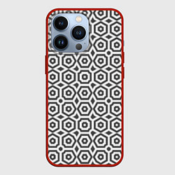 Чехол для iPhone 13 Pro Черно белый геометрический узор, цвет: 3D-красный