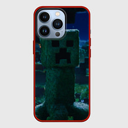 Чехол для iPhone 13 Pro Minecraft creeper night, цвет: 3D-красный