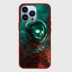 Чехол для iPhone 13 Pro Неоновый череп в скафандре космонавта, цвет: 3D-красный