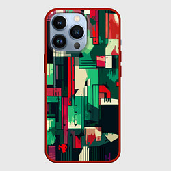 Чехол для iPhone 13 Pro Абстракция красно-зелёный геометричный, цвет: 3D-красный