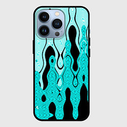 Чехол для iPhone 13 Pro Чёрно-голубой абстракция, цвет: 3D-черный