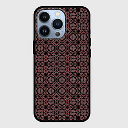 Чехол для iPhone 13 Pro Чёрный с красным узор паттерн, цвет: 3D-черный