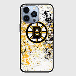 Чехол для iPhone 13 Pro Boston Bruins NHL white, цвет: 3D-черный
