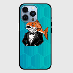 Чехол для iPhone 13 Pro Рыба в смокинге, цвет: 3D-черный