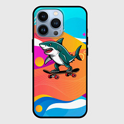 Чехол для iPhone 13 Pro Акула на скейте, цвет: 3D-черный