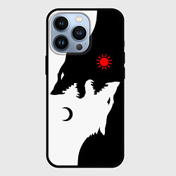 Чехол для iPhone 13 Pro Инь янь волки, цвет: 3D-черный