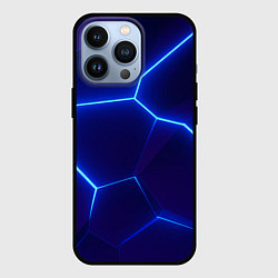 Чехол для iPhone 13 Pro Синие плиты с неоном, цвет: 3D-черный