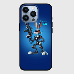 Чехол для iPhone 13 Pro Cyborg Bugs Bunny with a gun - ai art fantasy, цвет: 3D-черный