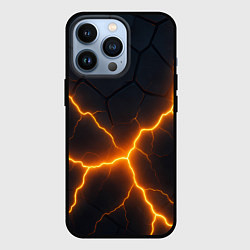 Чехол для iPhone 13 Pro Молнии и черные плиты, цвет: 3D-черный