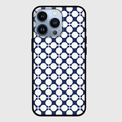 Чехол для iPhone 13 Pro Серо-белый узор в клетку и горох ретро, цвет: 3D-черный