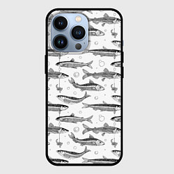 Чехол для iPhone 13 Pro Корюшка паттерн, цвет: 3D-черный