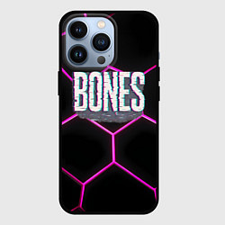 Чехол iPhone 13 Pro Bones белый глитч лого