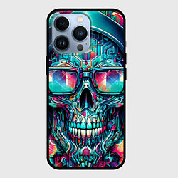 Чехол для iPhone 13 Pro Кибер череп в балахоне и очках - нейроарт фантазия, цвет: 3D-черный