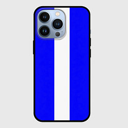 Чехол для iPhone 13 Pro Color white blue line, цвет: 3D-черный