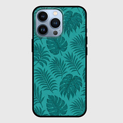 Чехол для iPhone 13 Pro Тропические листья - паттерн, цвет: 3D-черный