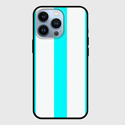 Чехол для iPhone 13 Pro Color light blue white lines, цвет: 3D-черный