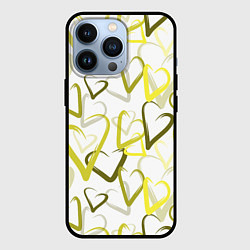 Чехол для iPhone 13 Pro Зеленые сердца, цвет: 3D-черный