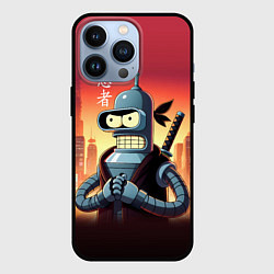 Чехол для iPhone 13 Pro Крутой ниндзя Бендер в ночном городе, цвет: 3D-черный