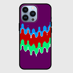 Чехол для iPhone 13 Pro Фиолетовый с искажёнными абстрактными полосами, цвет: 3D-черный