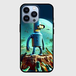 Чехол для iPhone 13 Pro Роботу-сгибальщику Бендеру по-барабану стая крокод, цвет: 3D-черный
