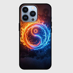 Чехол для iPhone 13 Pro Инь ян огонь и лёд, цвет: 3D-черный