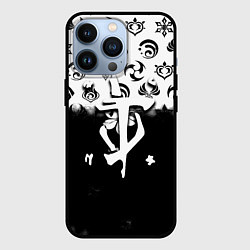 Чехол для iPhone 13 Pro Doom черно белые аниме, цвет: 3D-черный