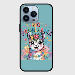 Чехол для iPhone 13 Pro Веселая лама с цветами, цвет: 3D-черный