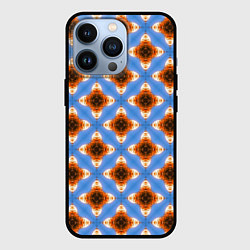 Чехол для iPhone 13 Pro Калейдоскоп на голубом фоне, цвет: 3D-черный