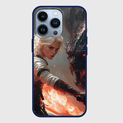Чехол для iPhone 13 Pro Цири сражается с монстром, цвет: 3D-тёмно-синий