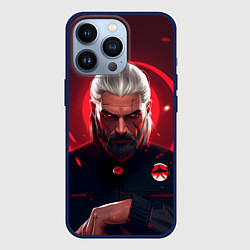 Чехол для iPhone 13 Pro Ведьмак красные искры, цвет: 3D-тёмно-синий