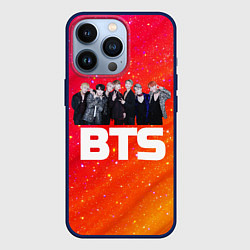 Чехол для iPhone 13 Pro BTS блестящий фон, цвет: 3D-тёмно-синий