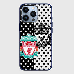 Чехол для iPhone 13 Pro Liverpool черно белые точки, цвет: 3D-тёмно-синий