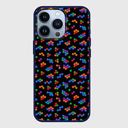Чехол для iPhone 13 Pro Разноцветные детали мозаики на черном, цвет: 3D-тёмно-синий