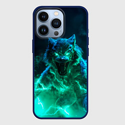 Чехол для iPhone 13 Pro Волк с зелеными глазами, цвет: 3D-тёмно-синий