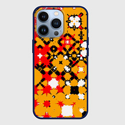 Чехол для iPhone 13 Pro Красно-желтая геометрическая абстракция, цвет: 3D-тёмно-синий