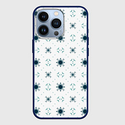 Чехол для iPhone 13 Pro Абстрактные узоры на белом, цвет: 3D-тёмно-синий