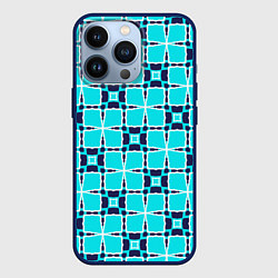 Чехол для iPhone 13 Pro Абстрактная решетка на бирюзовом, цвет: 3D-тёмно-синий
