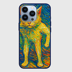 Чехол для iPhone 13 Pro Борзый кот в стиле Ван Гога, цвет: 3D-тёмно-синий