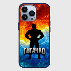 Чехол для iPhone 13 Pro Гагачад на фоне огня, цвет: 3D-тёмно-синий