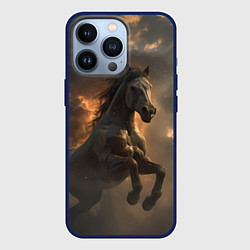 Чехол для iPhone 13 Pro Лошадь в прыжке на фоне неба, цвет: 3D-тёмно-синий