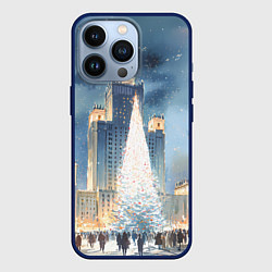 Чехол для iPhone 13 Pro Новый год в Москве, цвет: 3D-тёмно-синий