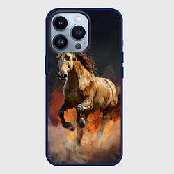 Чехол для iPhone 13 Pro Лошадь нарисованная красками, цвет: 3D-тёмно-синий